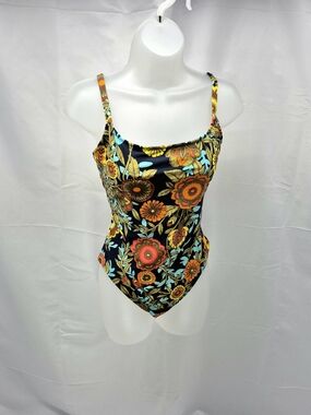 Leilani Floral Paisley One Piece Swimsuit Size 10 Boho Beachy Vibrant Resort